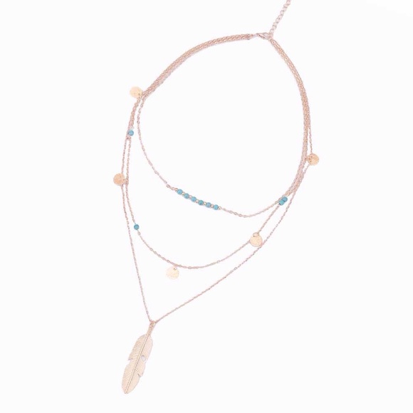 Multilayered Stylish Feather Necklace - Picture 4 of 4